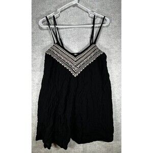 American Eagle Black Spaghetti Strap Y2K Boho Tank Top Blouse Womens Size Small